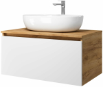 Vannitoakapp valamuga Riva SA800-GW, valge matt v./gold craft oak v., 50 cm x 80 cm x 40 cm