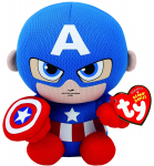 Pehme m&auml;nguasi TY Marvel Avengers Captain America, mitmev&auml;rviline, 15 cm