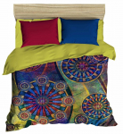 Voodipesukomplekt Mijolnir 178PRL1251, bordoo v./kollane v./s&uuml;gavsinine v., 50 x 70 cm, 200 x 220 cm