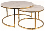 Kohvilaudade komplekt Portafino FI80 FI60, kuldne v./valge v., 60 - 80 cm x 80 cm x 38 - 42 cm, 2 tk