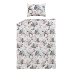 Voodipesukomplekt Domoletti Foliaje, valge v./hall v., 50 x 70 cm, 140 x 200 cm, 2 tk