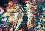 Fototapeet Artgeist Street Art - Colourful Graffiti With Profile Of A Woman On A Brick Background, 245 cm x 245 cm