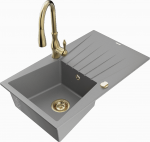 K&ouml;&ouml;givalamu koos kraaniga Mexen Cesar, graniit, 77 cm x 47 cm x 20 cm, kuldne/hall