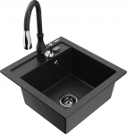 K&ouml;&ouml;givalamu koos kraaniga Mexen Vito, graniit, 49 cm x 52 cm x 21 cm, metallic black/silver+black