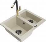 K&ouml;&ouml;givalamu koos kraaniga Mexen Carlos Beige+Black/Gold, graniit, 58 cm x 47 cm x 17.7 cm, beige+black/gold