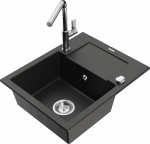 K&ouml;&ouml;givalamu koos kraaniga Mexen Enzo, graniit, 57.6 cm x 46.5 cm x 17.4 cm, metallic black/gold+chrome