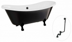 Vann, teisaldatav Besco Amelia B&W, 190 cm x 77 cm x 69 cm, ovaalne, valge/must