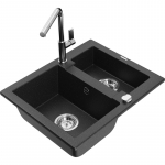 K&ouml;&ouml;givalamu koos kraaniga Mexen Carlos, graniit, 58.2 cm x 47.5 cm x 17.7 cm, metallic black/silver+chrome