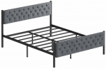 Voodi poolteist istekohta Kalune Design Stil, 140 x 190 cm, must v./hall v., ilma madratsita, p&otilde;hjalippidega