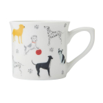 Tass Mikasa Fluted Dog, valge v./kollane v./must v., 0.25 l