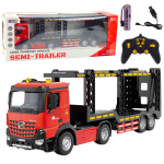 Rc veok Lean Toys Large Transport Semi Trailer, must v./punane v.