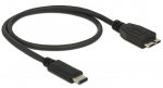 Juhe Delock USB 3.1 C male, Micro USB 3.1 B male, 0.5 m, must v.