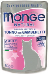 Kassi m&auml;rgtoit Monge Natural Tuna With Shrimps Adult, kalaliha, 0.08 kg