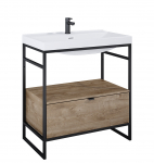 Vannitoakapp valamuga Masterjero Indus 168738, tamm/must, 47.6 cm x 80 cm x 81 cm