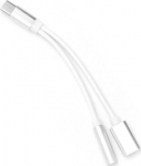 Adapter AKS_AHFI-3.5, 3.5 mm female/Apple Lightning male, valge v.