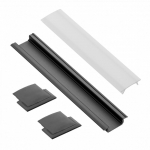 LED riba profiil GTV Glax įfrezuojamas PA-ZGLAXOMZ-20M, must