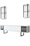 TV-laud Kalune Design Chrome, valge v./must v., 30 cm x 180 cm x 48 cm, 3 tk
