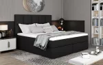 Voodi kahekohaline kontinentaalne Glossy Sawana 14, 165 x 200 cm, must, madratsiga, p&otilde;hjalippidega