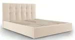 Voodi kahekohaline Micadoni Home Phaedra Velvet, 140 x 200 cm, beež v., ilma madratsita, p&otilde;hjalippidega