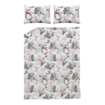 Voodipesukomplekt Domoletti Foliaje, valge v./hall v., 50 x 70 cm, 160 x 200 cm, 3 tk