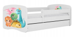 Lastevoodi Kocot Kids Tiny Dinos, valge v., 80 x 160 cm, ilma voodipesukastita, ilma madratsita