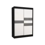 Riidekapp ADRK Batia, valge v./must v./hall v., 150 cm x 61 cm x 215 cm