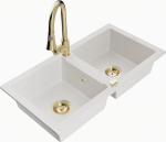 K&ouml;&ouml;givalamu koos kraaniga Mexen Mario, vaik/graniit, 82 cm x 43.6 cm x 16.1 cm, valge