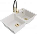 K&ouml;&ouml;givalamu koos kraaniga Mexen Tomas, graniit, 80 cm x 50 cm x 19 cm, kuldne/valge/must