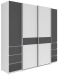 Riidekapp Fabio, valge v./grafiit v., 60 cm x 215 cm x 210 cm