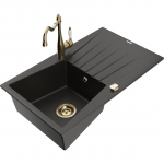 K&ouml;&ouml;givalamu koos kraaniga Mexen Cesar, graniit, 77.5 cm x 47 cm x 19 cm, metallic black/gold+gold