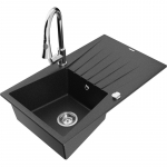 K&ouml;&ouml;givalamu koos kraaniga Mexen Cesar, graniit, 77.5 cm x 47 cm x 19 cm, metallic black/silver+chrome