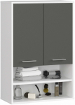 Rippuv vannitoakapp Akord Fin H934 W64 2D 1P, valge v./grafiit v., 30.5 cm x 64.2 cm x 93.6 cm