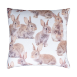Dekoratiivne padi Home4you Holly Rabbits, valge/beež, 45 cm x 45 cm