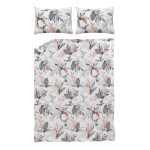 Voodipesukomplekt Domoletti Foliaje, valge v./hall v., 50 x 70 cm, 200 x 220 cm, 3 tk