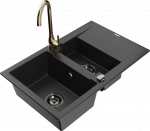 K&ouml;&ouml;givalamu koos kraaniga Mexen Gaspar, vaik/graniit, 73.7 cm x 47.5 cm x 17.7 cm, kuldne/must