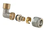 Lahtiv&otilde;etav nurkliitmik TDM Brass 1475, 90 &deg;, 18mm x 1/2", messing/nikkel