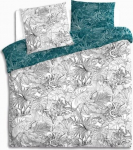 Voodipesukomplekt Jungle, sinine v./valge v., 65 x 65 cm, 220 x 240 cm
