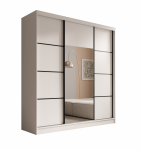 Riidekapp ADRK Keri, valge v./must v., 200 cm x 61 cm x 215 cm, peegliga