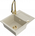 K&ouml;&ouml;givalamu koos kraaniga Mexen Enzo, graniit, 57.6 cm x 46.5 cm x 17.4 cm, kuldne/beež