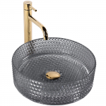 Vannitoa kraanikauss Rea Cristal, klaas, 35.5 cm x 35.5 cm x 11.5 cm, must v.