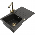 K&ouml;&ouml;givalamu koos kraaniga Mexen Cesar, graniit, 77.5 cm x 47 cm x 19 cm, metallic black/gold+gold