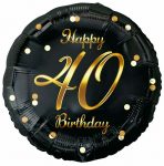 Fooliumist &otilde;hupall &uuml;mmargune GoDan Beauty & Charm Happy 40 Birthday, kuldne v./must v.