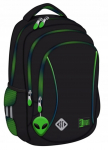 Seljakott St.Majewski Stright Green Power, must v./roheline v., 39 cm x 27 cm x 17 cm