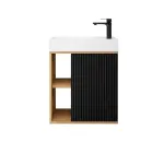 Vannitoakapp valamuga Riva Gold Craft SA50DL GOLD OAK/JUODA, must v./pruun v., 0.25 cm x 50 cm x 55 cm