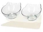 Statiiv koos kaussidega koera jaoks Springos Cat Bowl, 1 l, 27.5 cm x 13 cm x 15 cm, l&auml;bipaistev v./valge v.