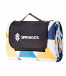 Matkamatt Springos PM001, sinine/valge/kollane, 200 x 200 cm