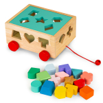 Arendav m&auml;ng EcoToys Wooden Sorter Trolley, 10 cm, mitmev&auml;rviline, 15 tk