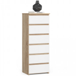 Kummut Akord CL6, valge v./sonoma tamm v., 109 cm x 40 cm x 35 cm