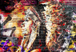 Fototapeet Artgeist Street Art - Colourful Graffiti With Profile Of A Woman On A Brick Background, 70 cm x 100 cm