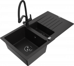 K&ouml;&ouml;givalamu koos kraaniga Mexen Matias Duo, graniit, 90 cm x 50.5 cm x 20 cm, must